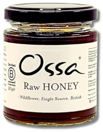 Ossa Organic Wildflower Raw Honey – Single Source British Honey | 100% Pure & Natural | Cold Extracted – 227g