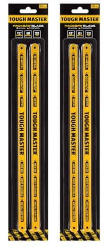 TOUGH MASTER Hacksaw Blades 300mm 20pcs Set Bow Saw 12 Replacement Blades, Professional 32TPI Bi-Metal Blades for Metal, Wood, PVC PEX ABS Plastic (Pack of 20)