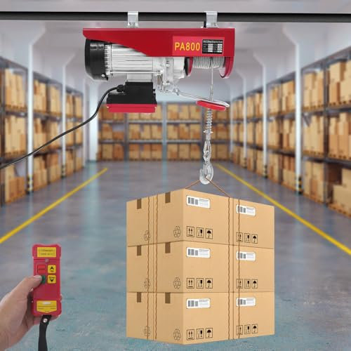 1450W Elektrische Hebezeugene 400kg(Einzelkabel)/800kg (Doppelkabel) Hubhöhe 6m/12m Elektrische Seilwinde für verschiedene Hebevorrichtungen Elektrohebezeug mit Fernbedienung