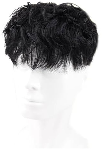 Tingyilan Herren Natürliche Lockige Haartopper Echtes Echthaar Dünne Haut PU Basis mit Clip In Haar Toupet Remy Haarteil 4 Clips Haarersatz Toupet,Schwarz,16x18cm