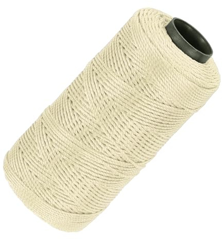 QUARKZMAN Ficelle en Nylon 3 Brins Torsadée Ligne Mason 1,5mm x 218 Yards Ficelle en Nylon pour Projets DIY, Rénovation Domiciliaire, Jardinage, Emballage Cadeaux, Beige