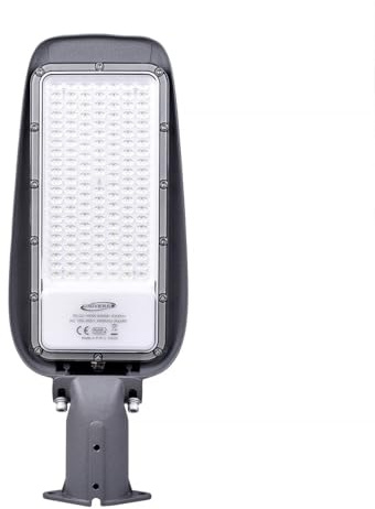 damastoreitalia Lampione Stradale LED 100w, 220V, 9000 Lumen, Luce fredda 6500K, Impermeabile IP65, Alluminio grigio, Inclinazione Regolabile (100W - Grigio - Luce fredda)