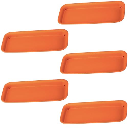 Docache Set di 5 sottobicchieri per vasi da Fiori Quadrati, sottobicchieri rettangolari per Piante, piattino Rettangolare per vasi da Fiori, Adatto per Interni, Bal (24X10.4cm, Rosso Mattone)
