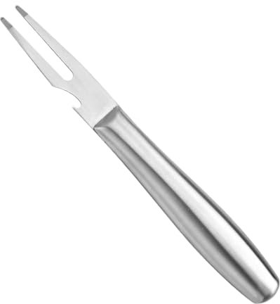 Serveringsgaffel i rostfritt stål, med ergonomiskt handtag, grillgaffel med öppnare, för rostning, grill och skivning av kött