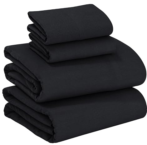 RUVANTI 100% Cotton Flannel Sheets King Size - 4 Piece Warm, Soft & Breathable, Deep Pocket, Double Brushed Cozy All Season Bedding Set, Black