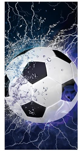 Fußball Strandtuch Kinder, Handtuch Fußball Personalisiert, Badetuch Saunatuch Fußball (Violett)