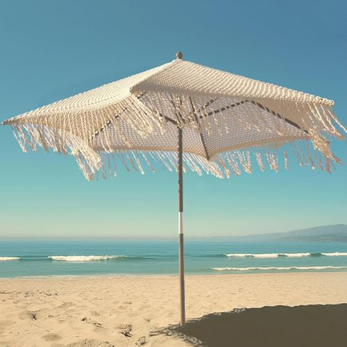 YCYHZC Ombrellone Parasole con Nappe, Ombrellone da Esterno da 250cm, Ombrelloni Decorativo da Patio, Ombrellone da Spiaggia con Palo in Legno