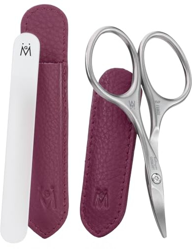 Baby Nail Scissors & Glass Nail File Set – Safe, Gentle Nail Care for Newborns, Infants & Toddlers – Precision Trimming + Smooth Finishing – Ideal for Baby Registry (Pink Leather)