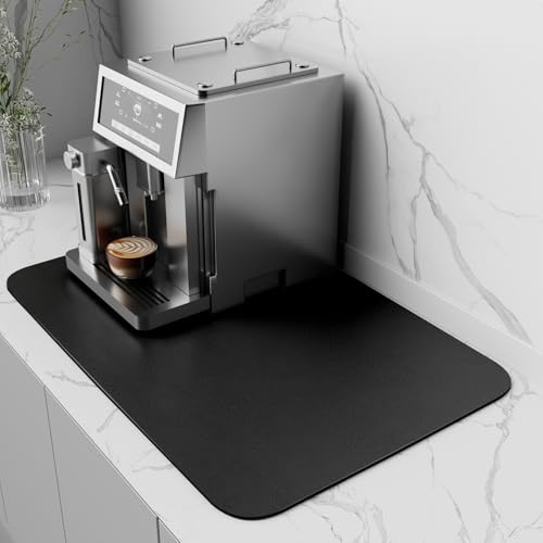 ZICRO Tappetino Caffe Assorbente,Antiscivolo Tappeto Diatomite Assorbente,Tappetino Asciugapiatti Adatto per Piani Cucina, Macchine da Caffè (Nero, 30x50cm)