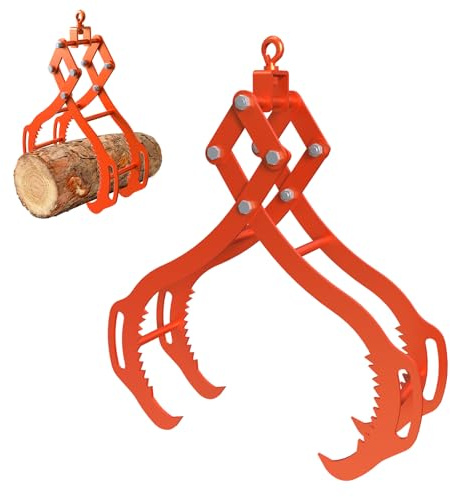 Tolpassa Log Lifting Tongs 36 Inch - 3300LBS Load Capacity Heavy Duty Log Grapple with 4 Serrated Claw Hooks & Handles, Logging Tongs for Tractors, Trucks, Forklifts, Orange
