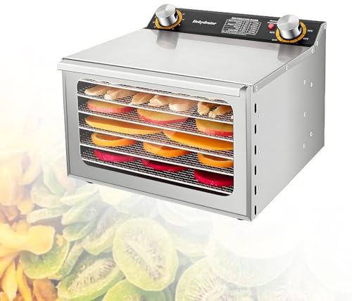 EpyGnom Deshidratador de Alimentos 400 W/800W Eléctrico Acero Inoxidable Liofilizadora Freeze Dryer con Temporizador 0-12H Control de Temperatura 30-90℃ Secadora de Frutas Verduras Carne 6-Layer