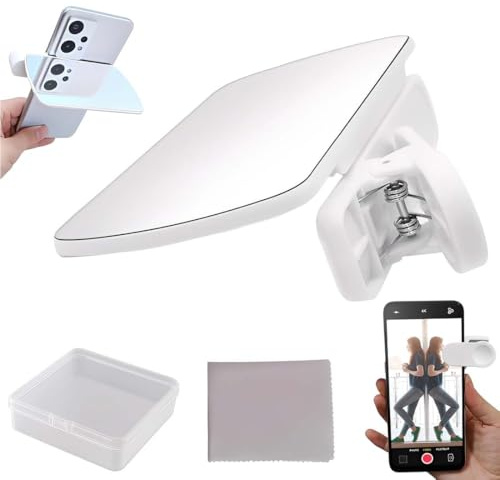 XPEX 1 juego Clip para Teléfono Móvil con Espejo de Reflexión para Cámara Compacto y Portátil con Caja ，kit de clip para reflejo de cámara de smartphone，Accesorio para y Material Abs（Blanco）