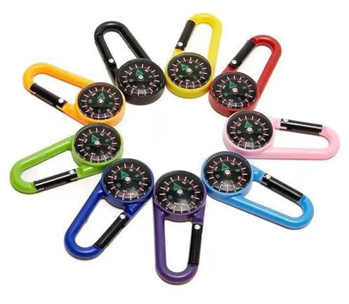 ZMaglorian 10 Pezzi Bussola Portachiavi, Mini Bussola da Campeggio Multicolore per Bambini - Bussole Compatte per Escursionismo e Navigazione Outdoor