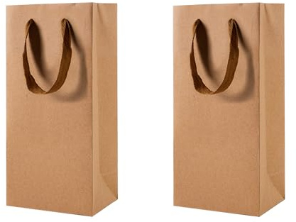 12 Stück Flaschentüten für Zwei Flaschen Wein Aus Papier Gelb | Weintaschen Flaschentaschen Weintüten Wein Geschenktüten für Weihnachten Jubiläum Geburtstag Hochzeit Party