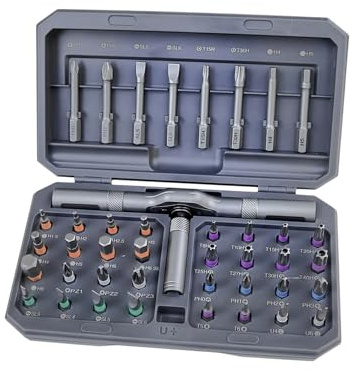 AropaeenGlowry 42 in 1 Magnetic Ratchet Screwdriver Set - T-Handle with Allen Keys & 40 Bits for Electronics, Bicycle, Watch, Furniture DIY Repair