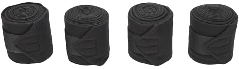 Fdit Fasce per in Pile da 4 Pezzi per Cavalli, Fasce per Gambe Regolabili per Allenamento Ed Equitazione, Bende Protettive per Gambe di Cavallo per Sport Equestri, 4,3x9,8 Piedi (Black)