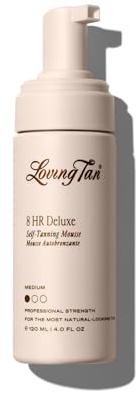 Loving Tan Mousse bronzante de luxe, foncée, sans traces, aspect naturel, bronzage sans soleil de force professionnelle – Jusqu'à 5 applications autobronzantes par flacon, sans cruauté envers les