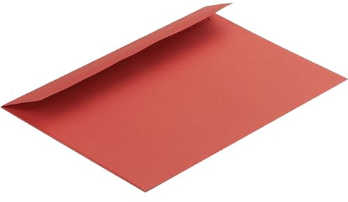 100 Stück, Farbige Briefumschläge, DIN C6, Haftklebung mit Abziehstreifen, Gerade Klappe, 130 g/qm Colorista, Ohne Fenster, Rot, Blanke Briefhüllen