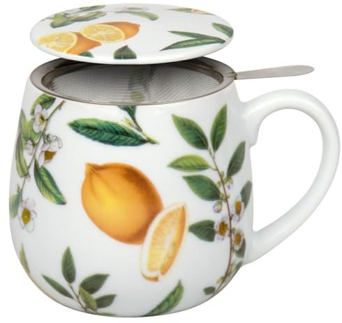 Könitz My Favourite Tea Black Tea Kuschelbecher mit Sieb und Deckel, Teetasse, Tee Tasse, Becher, Porzellan, 420 ml, 11 5 143 2226