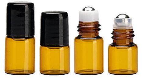 JIHUOO 25 Pièces Mini Roll-on Bouteilles Huile Essentielle Flacon Vide Bouteilles en Verre Echantillon Bouteille 2ML