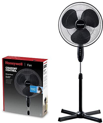 Honeywell Comfort Control Whole Room Stand Fan (3 Speed Settings, Oscillating 90°, Adjustable Height, 40cm Blade, No Tools Assembly) HSF1630