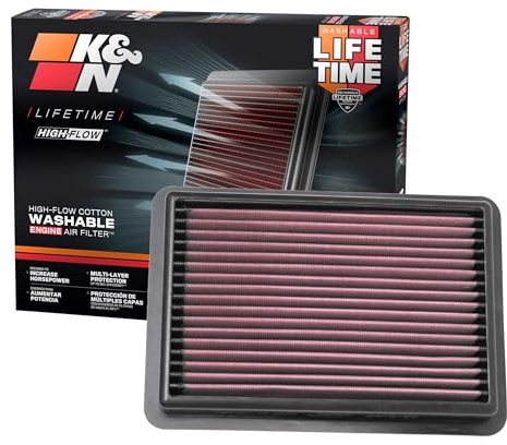 K&N High-Flow Original Lifetime Engine Air Filter: Increase Power: Premium, Washable: Compatible with 2019-2025 MAZDA: 3, CX-30, CX-50, 33-5096
