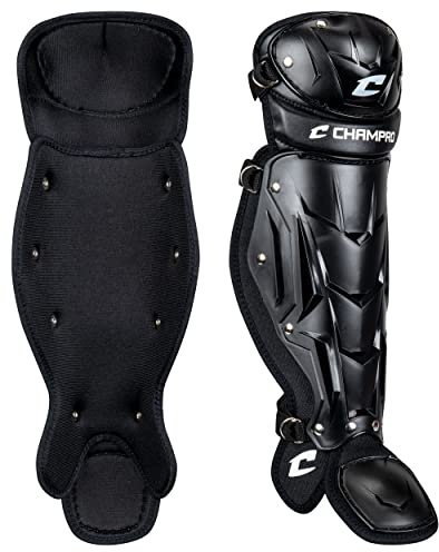 Champro Optimus MVP Single Knee Baseball Catcher’s Leg Guards, 13.5 Shin Length, Black, Model Number: CG107B