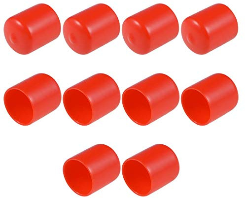10 Stück Endkappen aus Gummi, 1-3/16 Zoll (30 mm), ID Abdeckkappe rund, Schraube, Schutzgewinde, rot