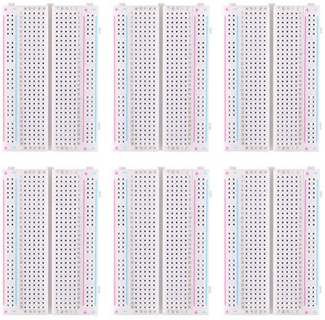 6pcs Small Breadboard, Dealikee 400 Pin Solderless Prototype PCB Board Kit.