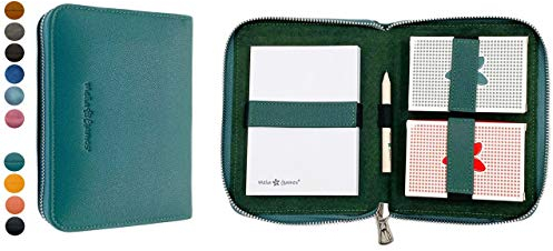 Melia Games Playing Cards Set Deluxe - Set di Carte da Gioco - Custodia in Pelle Fatto a mano (Designer Edition) (Emerald)