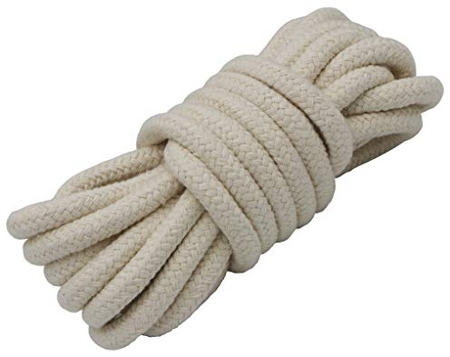 Jukway Cordoncino di Cotone Rotondo 11 mm - Corda Intrecciata con Anima in Cotone Naturale - Cavo Versatile per Cucire, Legare, Decorazioni, Artigianali Fai-da-te - Bianco grezzo (5 Metri)