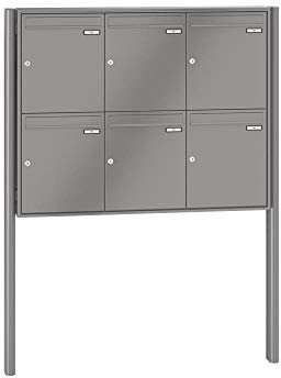 RENZ/Quadra / 6er Freistehende Briefkastenanlage Standbriefkasten/RAL-Farbe 9007 Volumen 23 L/zum Einbetonieren/Dein-Briefkasten.de