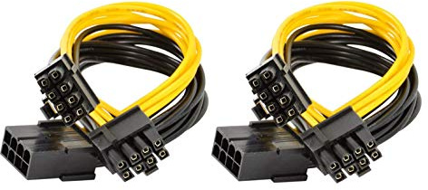 Haokiang PCI-E Power Splitter - 8 Pin to 2 x 8 Pin (6+2) for GPU, CPU Miner (2 Pack, 1 Feet)
