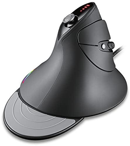 MOJO Silent Vertical Gaming Mouse - Ergonomic Mouse for PC Gaming w/ 4 Directional Joystick Buttons, Adjustable DPI (1000-10000), Custom Software, Macros, and More