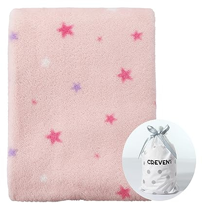 CREVENT 75 cm x 100 cm Peluche Morbido e Confortevole Coperta Bambino in Poliestere Rosa, Stella, Unisex, 100% Poliestere, 75cmX100cm, Natale, Animale, Auto