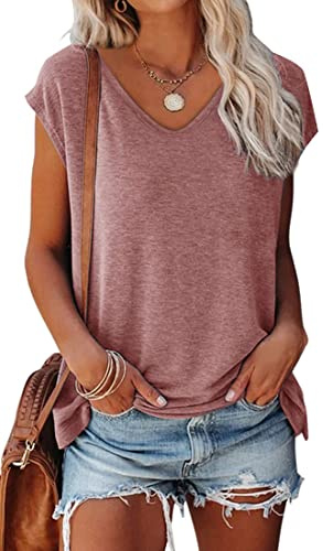 OLIPHEE Camiseta Basica Mujer Verano Mangas Cortas Camiseta Elegante Blusas Casual Toppar T-Shirt Basica