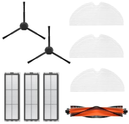 Dreame D9 Pro/D9 Max/L10 Pro Zubehörset: Holen Sie das Beste aus Ihrer Reinigung heraus mit 1x Hauptbürste, 2x Seitenbürsten, 3x Filtern und 3x Mopptüchern - Original und Kompatibel