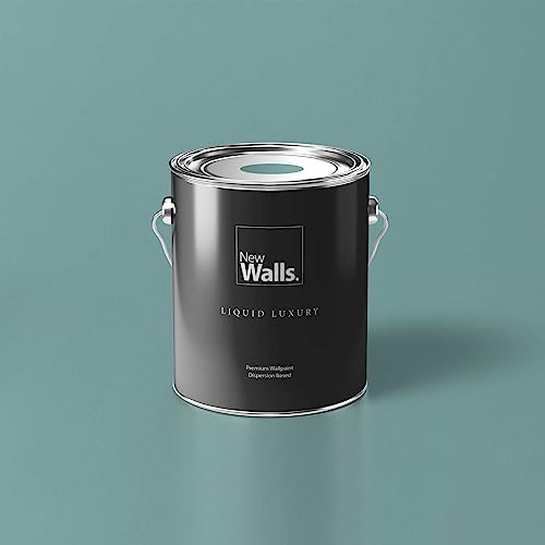 New Walls Premium Wandfarbe Blau, Jadegrün Liquid Luxury Dispersionsfarbe für Innenräume – 5 L