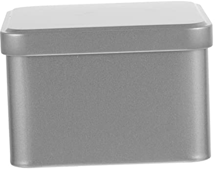 Didiseaon Tinplate Storage Tin with Lid Rectangular Airtight Container for Loose Tea Coffee Mooncake Candy Jewellery Rounded Edges Portable Silver Frosted Iron Small Tin Case