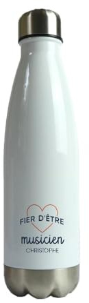 CADEAUX.COM - Gourde Personnalisable - Fier d'être Musicien - Gourde Isotherme Personnalisée - 500ml - Bouteille Thermos avec Message - Idée Cadeau Original- Cadeau Homme - Cadeau Femme