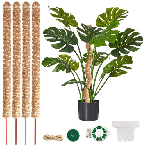 Moss Pole 4pcs 70cm Poles for Plants Bendable Plant Supports Moss Pole for Monstera Moss for Climbing Plants Growth