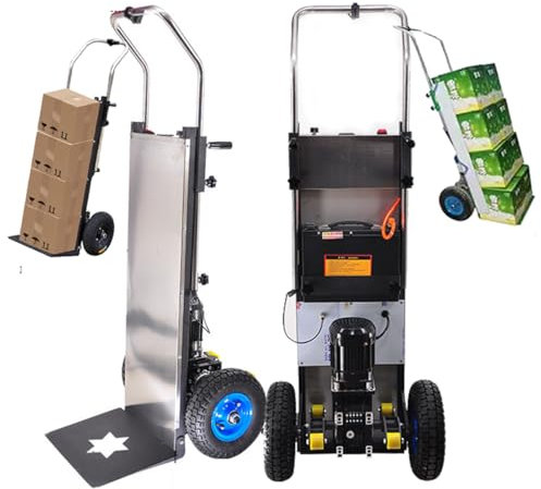 SATSAT Elektrischer Treppensteigwagen, Elektrischer Sackkarre, arbeitssparender Sackkarre mit Teleskopgriff (45-65 Zoll), 400 kg Last, bürstenloser 1200-W-Motor, Treppen hoch und runter