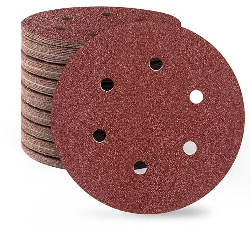 SATC 110PCS 150mm Sanding Discs 6 Holes Orbital Sander Discs Hook and Loop Sanding Pads for Random Orbital Sander, 40 60 80 100 120 180 240 320 400 600 1000 Grits 150 Sanding Discs