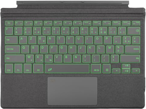 Rii Surface Pro Clavier Français pour Microsoft Surface Pro 7 Plus/Pro 7/6/5/4/3, Clavier sans Fil Bluetooth, Type Cover avec Pavé Tactile et Batterie Rechargeable, 7 Couleurs Rétroéclairées, Gris