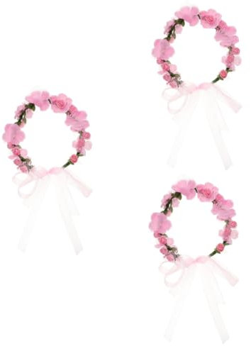MAGICLULU 3St künstlicher Blumenkranz hochzeitshaar schmuck wedding hair accessories lebensechtes Kranz-Stirnband Blumenfee Blumengirlande haarschmuck Strandkranz Stirnband Haarkranz Mädchen