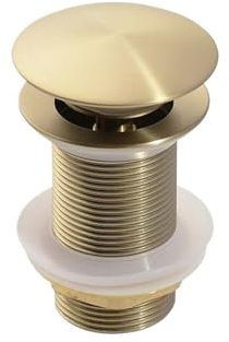 Bonde de Lavabo Bouchon de vidange Pop-Up for lavabo de Salle de Bains, en Or brossé, Noir Mat, Blanc, Or Rose, Or, Chrome, Accessoires de lavabo (Color : Brushed Gold no Hole)