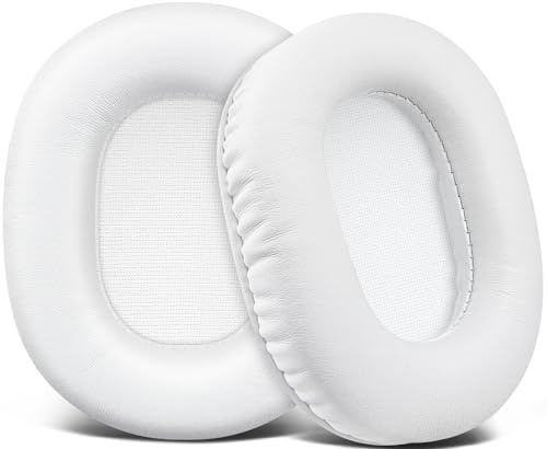 SOULWIT Padiglioni Auricolari ricambio per ATH M50X M50XBT M50RD M40X M30X M20X MSR7 SX1 Monitor Cuffie, Cuscinetti Auricolari con Pelle Proteica Più Morbida, Schiuma ad Alta Densità - Bianco