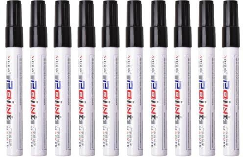 Permanent Marke,10 Schwarzer Marker,Wasserfester, schnell trocknender, glatter schwarzer Whiteboard Marker Schwarz,Filzstifte zum Markieren von Holz, Metall und Glas Industrieller Bürobedarf Schulen