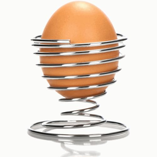 CHEFZOCO Soporte Para Huevos, Portahuevos en espiral, Huevera de acero inoxidable, Huevera de cocina, utensilio de cocina, Acero inoxidable, Altura 4.7 cm