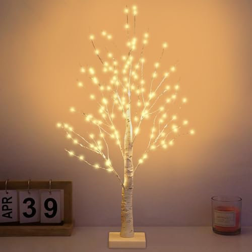 Hojalis Albero di Betulla LED Illuminato - 144 Luci per Interni, Pieghevole - Decorazione Luminosa per Giardino e Festa